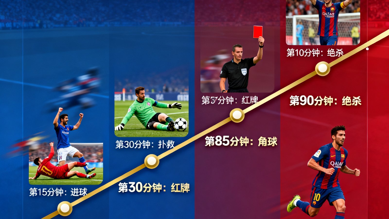欧冠决赛全场集锦,包含进球、扑救和红牌等精彩瞬间,时间线预览
